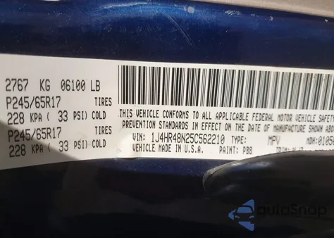 2005 Jeep Grand Cherokee Laredo из США, поврежденный, VIN 1J4HR48N25C562210